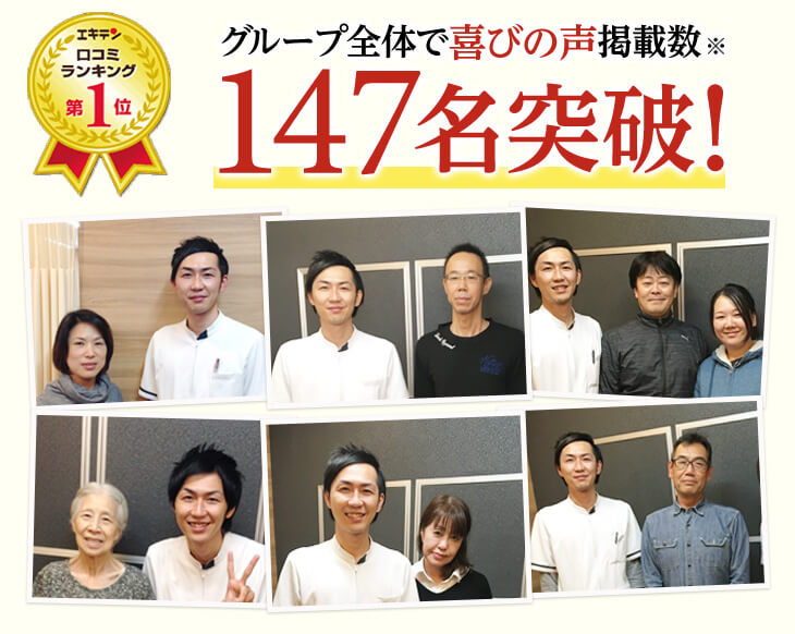 クチコミランキング第一位!喜びの声掲載数、147名突破!